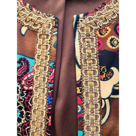 Jacket/Top-Joan Rivers-Brown-Blue-Red-3/4 Length Sleeves-Size X-SMALL - Picture 5 of 16